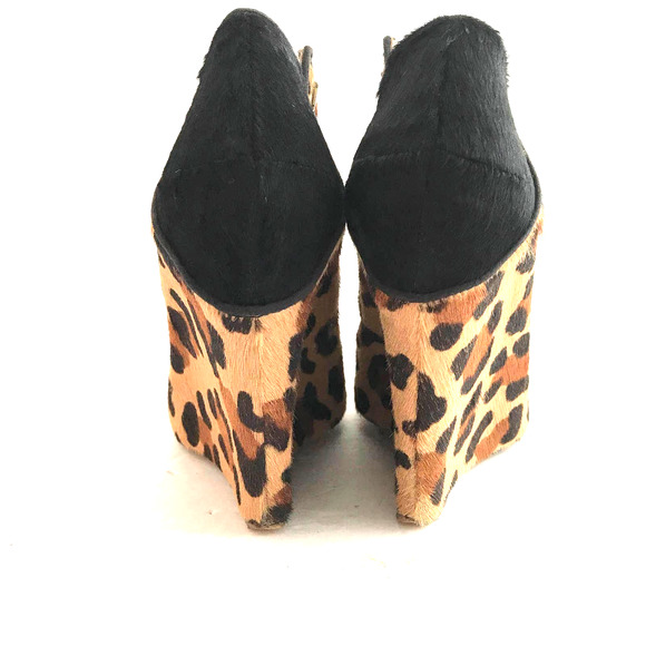 Zara Leopard Print Wedge Booties Size 40 - Picture 4 of 7